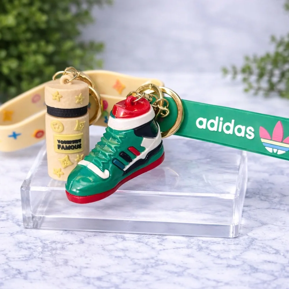 Adidas Green Shoe andCream Fashion Bottle Keychain